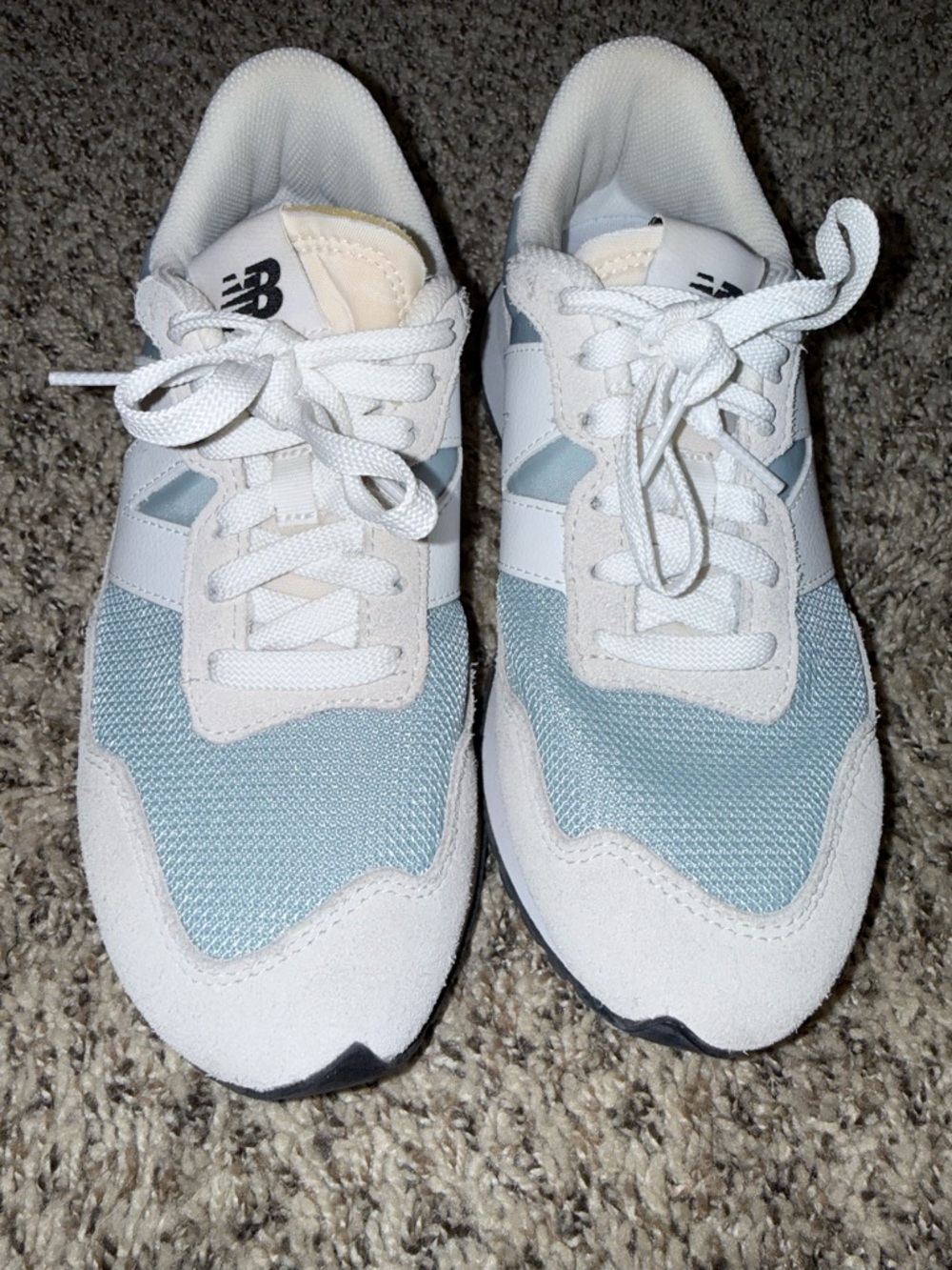 New Balance Pale Blue and White Casual Trainers